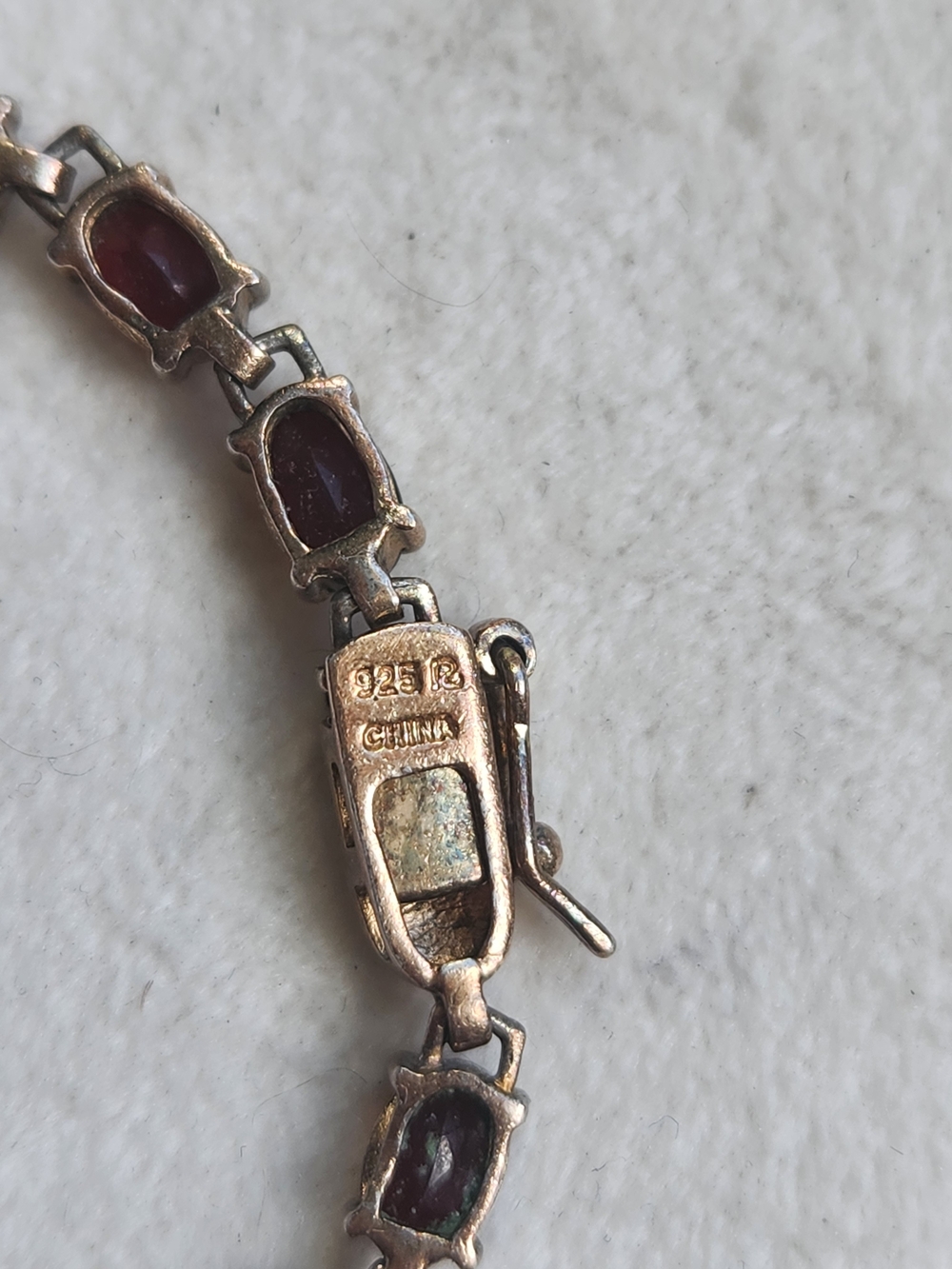 VTG 925 Sterling Silver Gold Vermeil Garnet Gemstone Tennis Bracelet 7" January - Picture 6 of 9